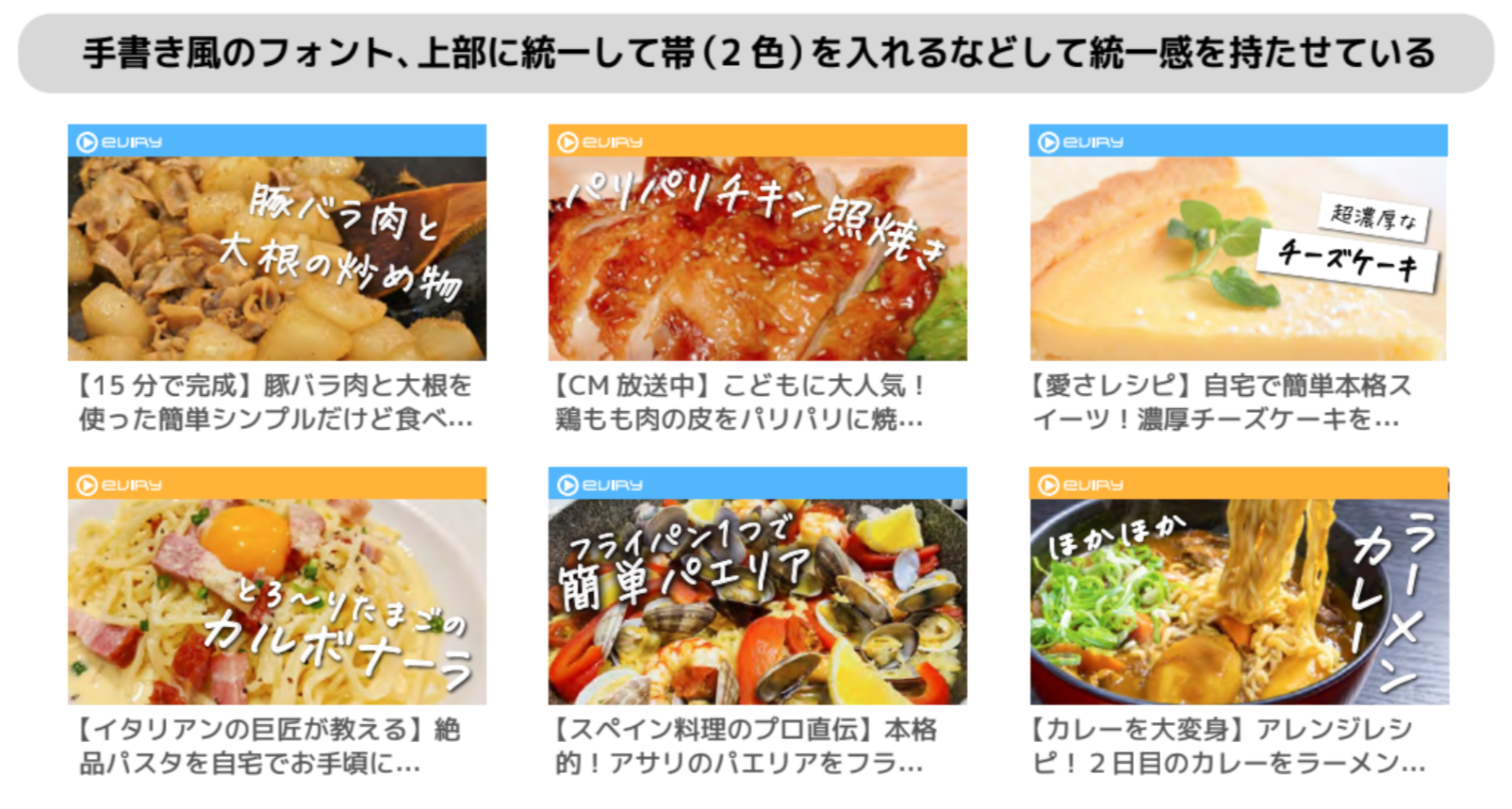 図1)トンマナが統一されたサムネイル画像