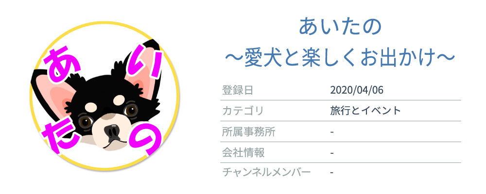 商品紹介が得意なYouTuber(旅行とイベントジャンル)1位「あいたの〜愛犬と楽しくお出かけ〜」