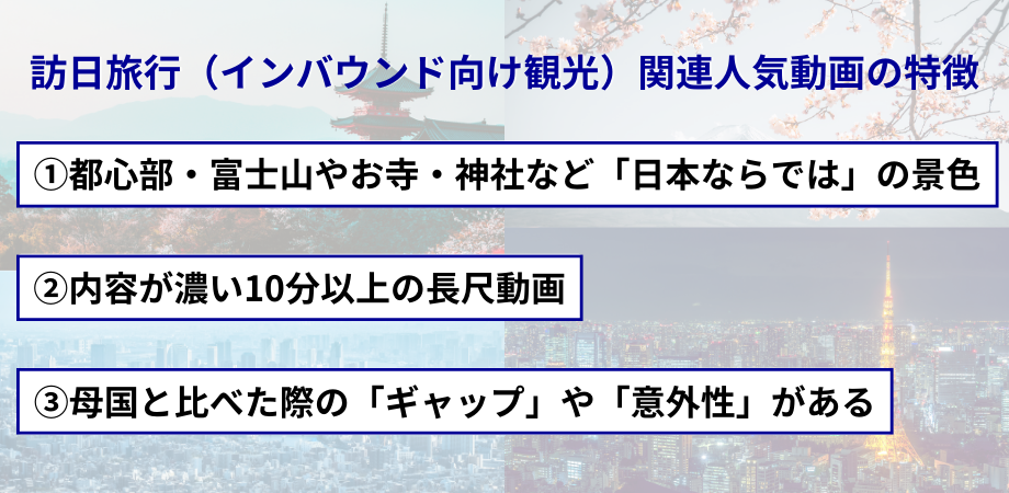 YouTubeで視聴回数の多い訪日旅行（インバウンド向け観光）関連動画の特徴
